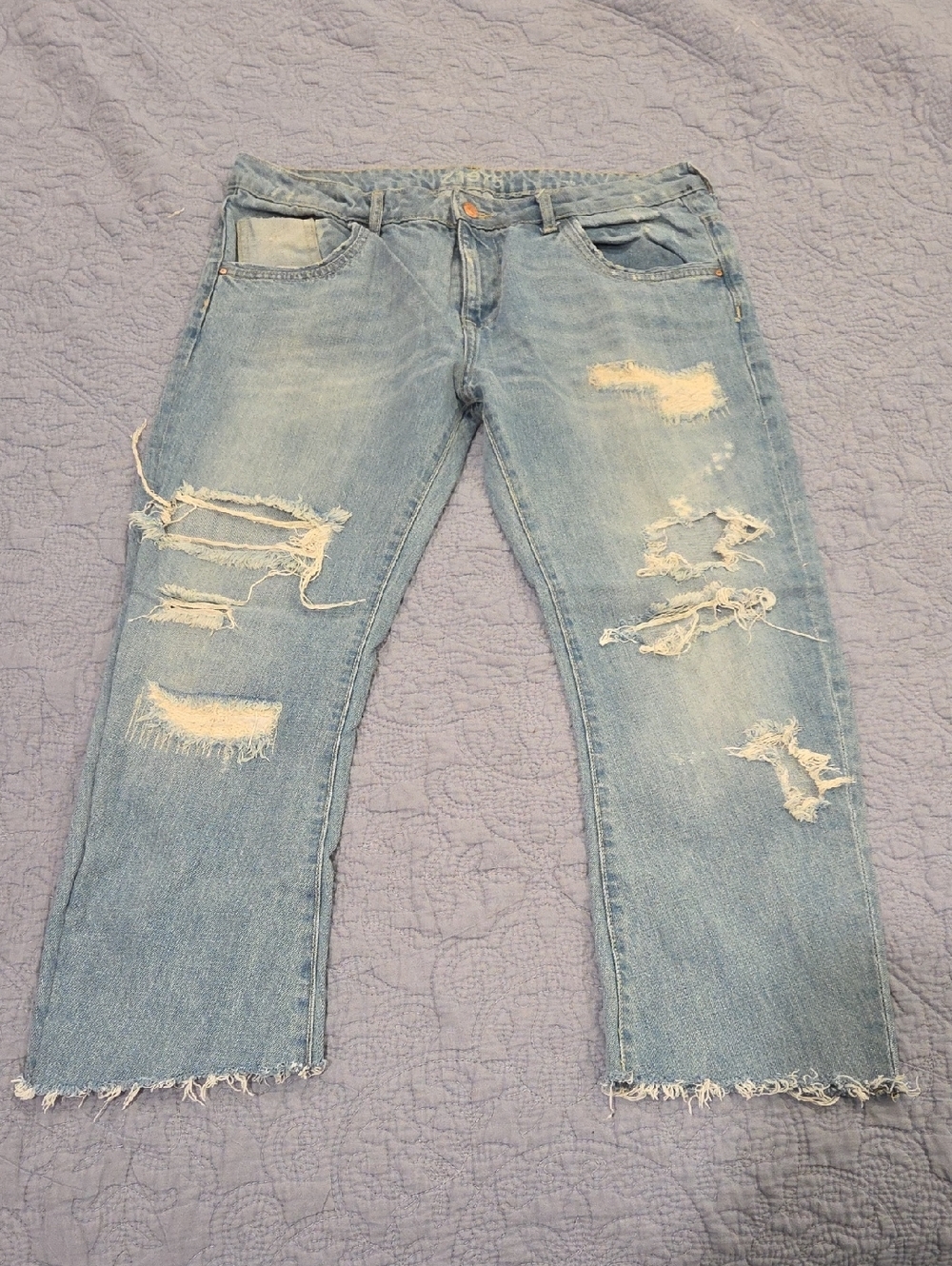Zara Light Blue Distressed Boyfriend Jeans Size EU 40 (8)